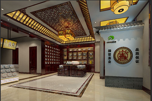 仙桃古朴典雅的中式茶叶店大堂设计效果图